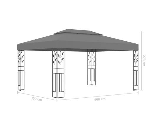 Pavilion cu acoperiș dublu&șiruri de lumini led,antracit, 3x4 m, 9 image