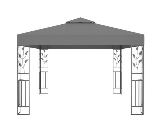 Pavilion cu acoperiș dublu&șiruri de lumini led,antracit, 3x4 m, 4 image