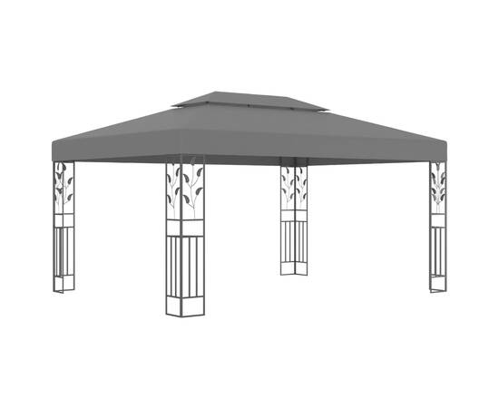Pavilion cu acoperiș dublu&șiruri de lumini led,antracit, 3x4 m, 2 image