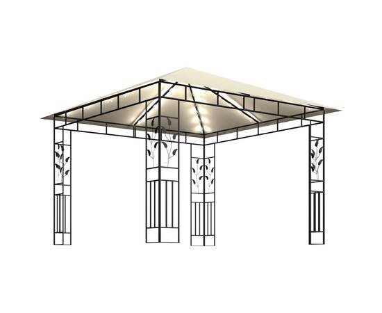 Pavilion cu plasă anti-țânțari & lumini led crem 3x3x2,73m, 3 image