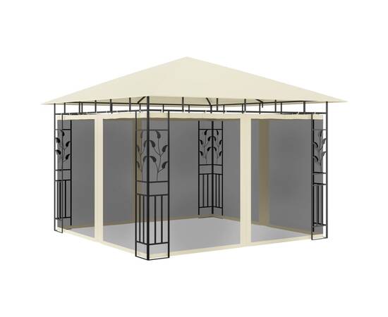 Pavilion cu plasă anti-țânțari & lumini led crem 3x3x2,73m, 2 image