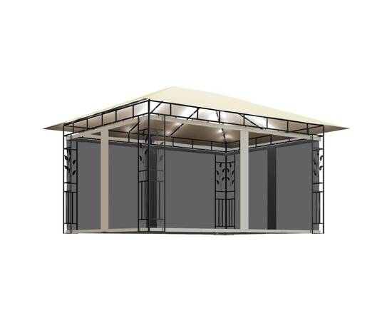 Pavilion cu plasă anti-țânțari & lumini led crem 4x3x2,73m