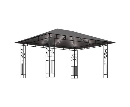Pavilion cu plasă anti-țânțari&lumini led, antracit, 4x3x2,73 m, 3 image