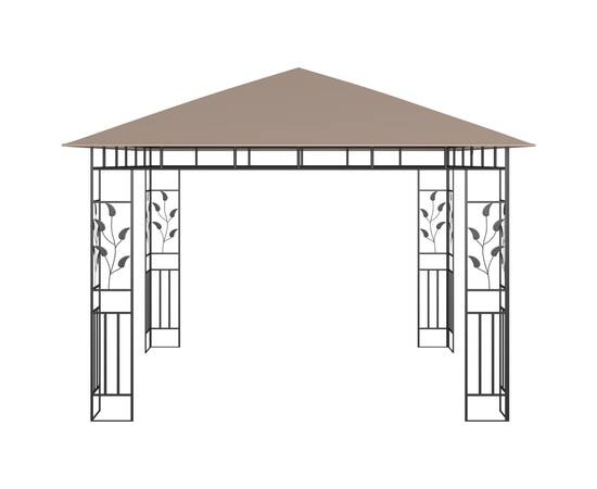 Pavilion cu plasă anti-țânțari&lumini led,gri taupe, 3x3x2,73 m, 5 image