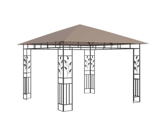 Pavilion cu plasă anti-țânțari&lumini led,gri taupe, 3x3x2,73 m, 4 image