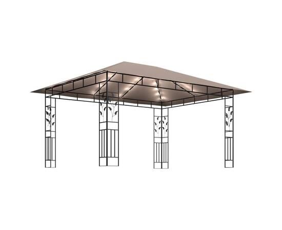 Pavilion cu plasă anti-țânțari&lumini led,gri taupe, 4x3x2,73 m, 3 image