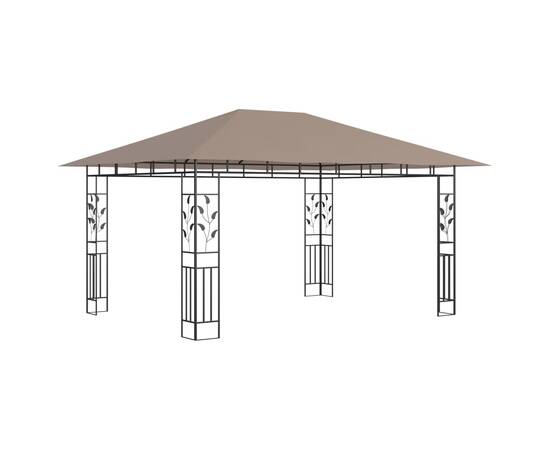 Pavilion cu plasă anti-țânțari&lumini led,gri taupe, 4x3x2,73 m, 4 image