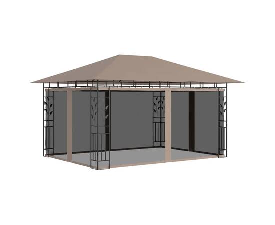 Pavilion cu plasă anti-țânțari&lumini led,gri taupe, 4x3x2,73 m, 2 image