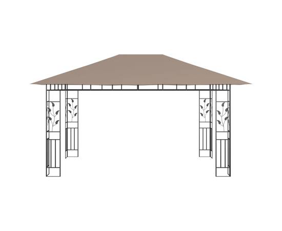 Pavilion cu plasă anti-țânțari&lumini led,gri taupe, 4x3x2,73 m, 5 image