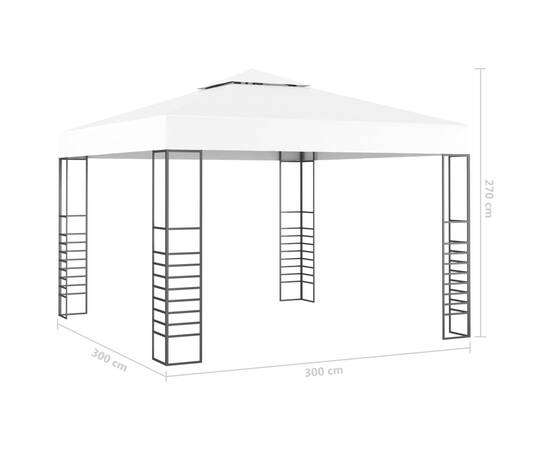 Pavilion de grădină cu șiruri de lumini, alb, 3x3 m, 6 image