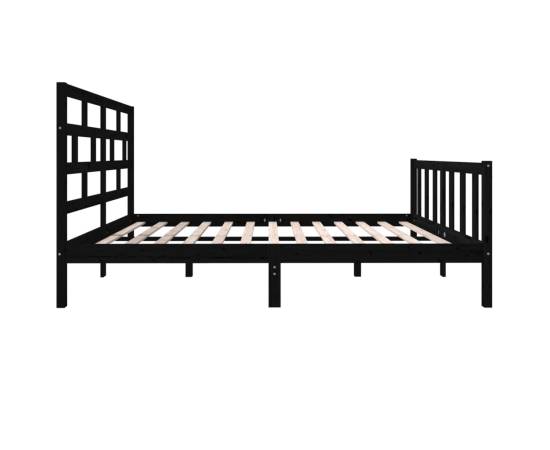 Cadru de pat 5ft king size, negru, 150x200 cm, lemn masiv pin, 5 image