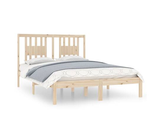 Cadru de pat mic dublu 4ft, 120x190 cm, lemn masiv, 2 image