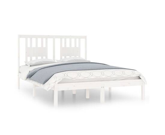 Cadru de pat mic dublu 4ft, alb, 120x190 cm, lemn masiv, 2 image