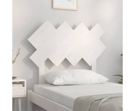 Tăblie de pat, alb, 92x3x81 cm, lemn masiv de pin, 3 image