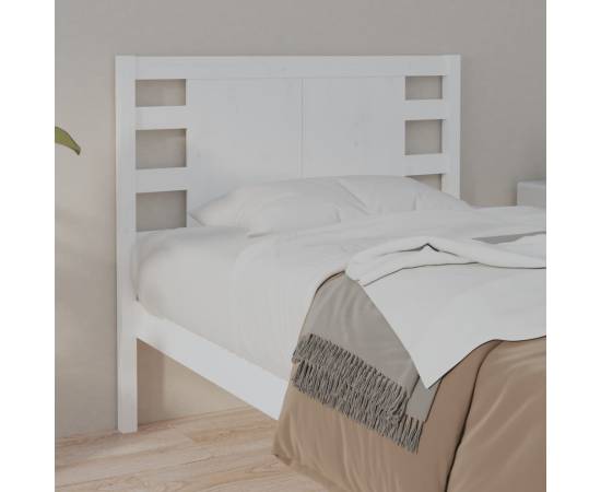 Tăblie de pat, alb, 96x4x100 cm, lemn masiv de pin, 4 image