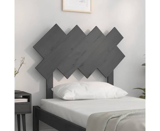 Tăblie de pat, gri, 92x3x81 cm, lemn masiv de pin, 3 image