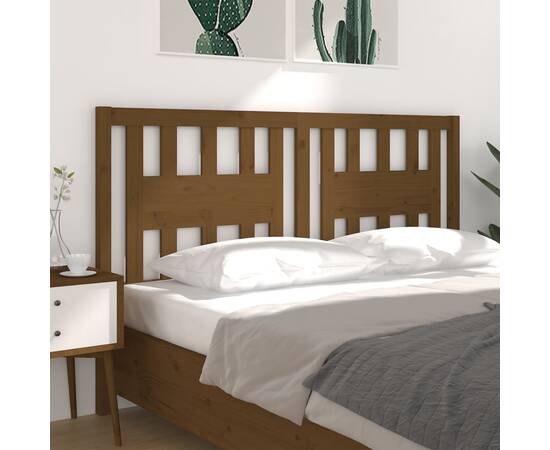 Tăblie de pat, maro miere, 166x4x100 cm, lemn masiv de pin, 4 image