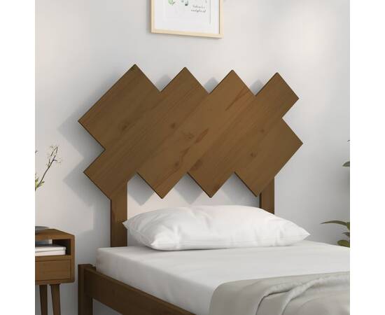 Tăblie de pat, maro miere, 92x3x81 cm, lemn masiv de pin, 3 image