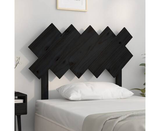 Tăblie de pat, negru, 104x3x80,5 cm, lemn masiv de pin