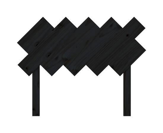 Tăblie de pat, negru, 104x3x80,5 cm, lemn masiv de pin, 4 image
