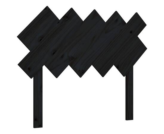 Tăblie de pat, negru, 104x3x80,5 cm, lemn masiv de pin, 2 image