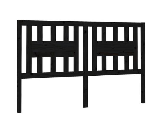 Tăblie de pat, negru, 156x4x100 cm, lemn masiv de pin, 2 image