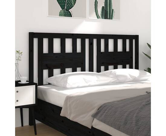 Tăblie de pat, negru, 166x4x100 cm, lemn masiv de pin, 4 image