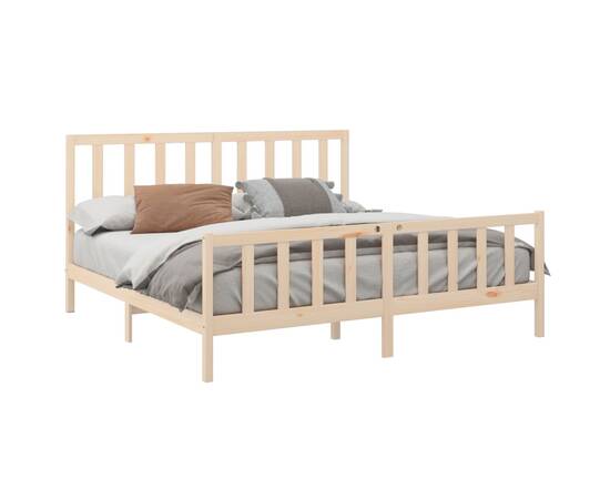 Cadru de pat, 200x200 cm, lemn masiv de pin, 3 image