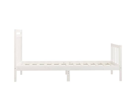 Cadru de pat, alb, 90x200 cm, lemn masiv de pin, 6 image