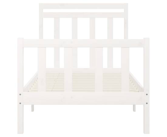 Cadru de pat, alb, 100x200 cm, lemn masiv de pin, 5 image