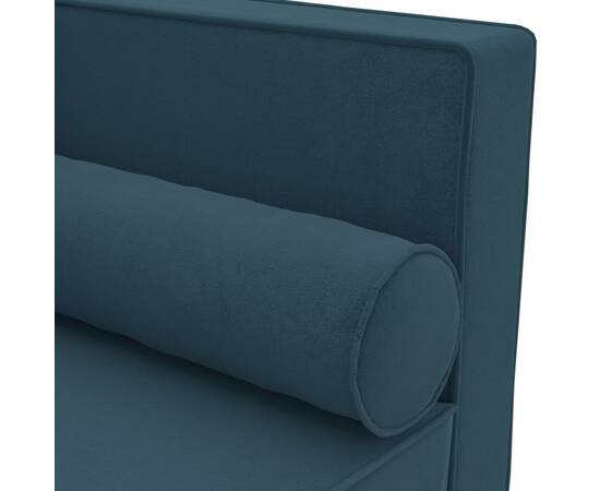 Canapea extensibilă cu 2 locuri, albastru, catifea, 7 image