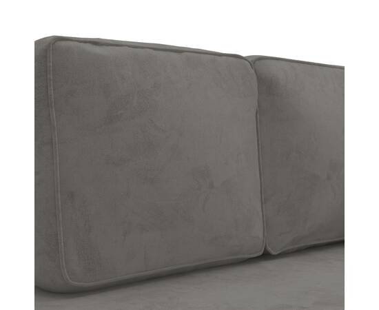 Canapea extensibilă cu 2 locuri, gri deschis, catifea, 6 image