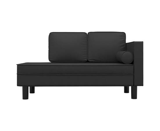 Canapea extensibilă cu 2 locuri, negru, piele ecologică, 3 image
