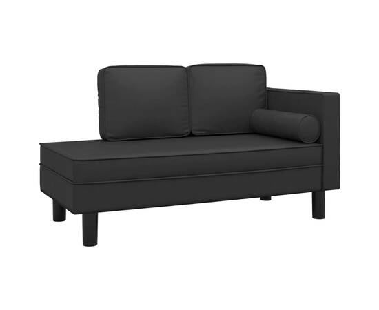 Canapea extensibilă cu 2 locuri, negru, piele ecologică, 2 image
