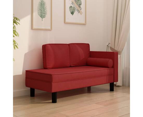 Canapea extensibilă cu 2 locuri, roșu vin, piele ecologică
