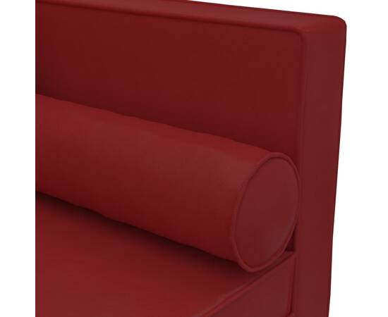 Canapea extensibilă cu 2 locuri, roșu vin, piele ecologică, 7 image