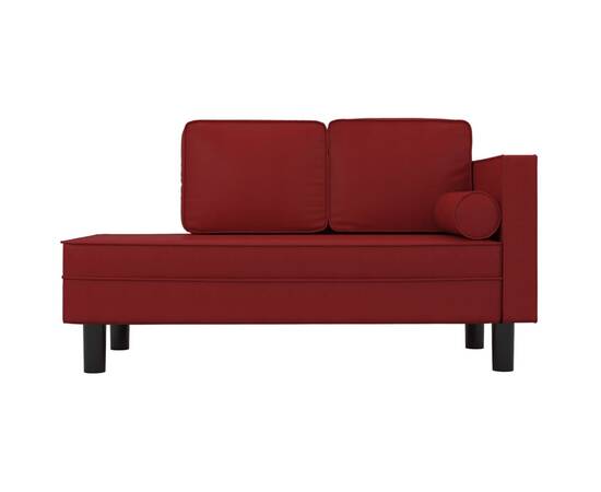 Canapea extensibilă cu 2 locuri, roșu vin, piele ecologică, 3 image