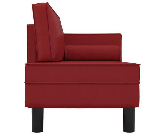 Canapea extensibilă cu 2 locuri, roșu vin, piele ecologică, 4 image