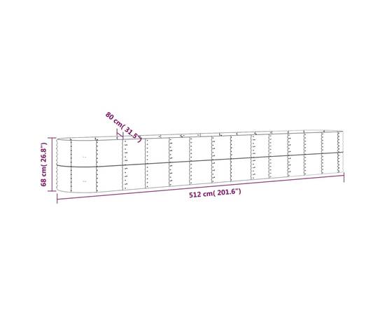 Jardinieră argintiu 512x80x68 cm oțel vopsit electrostatic, 6 image