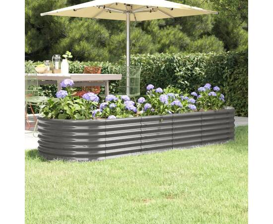 Jardinieră grădină gri 224x80x36 cm oțel vopsit electrostatic