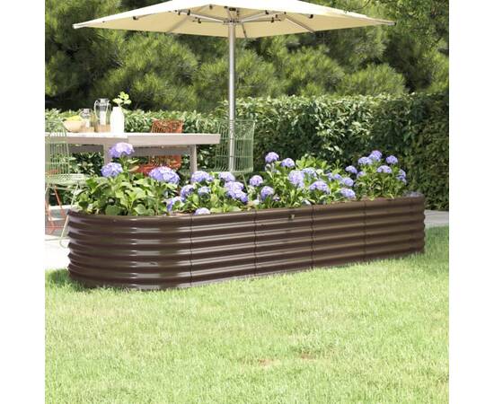 Jardinieră grădină maro 224x80x38 cm oțel vopsit electrostatic