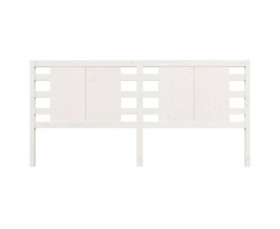 Tăblie de pat, alb, 206x4x100 cm, lemn masiv de pin, 3 image