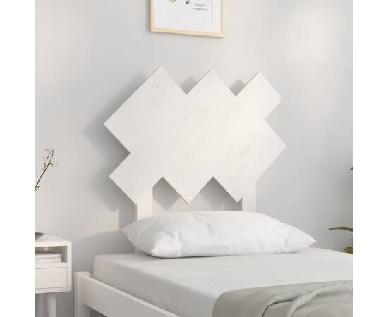 Tăblie de pat, alb, 72,5x3x81 cm, lemn masiv de pin, 3 image