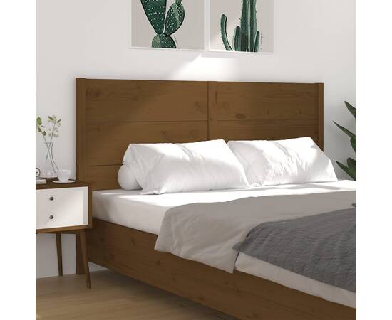 Tăblie de pat, maro miere, 206x4x100 cm, lemn masiv de pin, 4 image