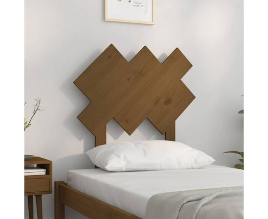 Tăblie de pat, maro miere, 72,5x3x81 cm, lemn masiv de pin, 3 image