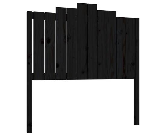 Tăblie de pat, negru, 106x4x110 cm, lemn masiv de pin, 2 image