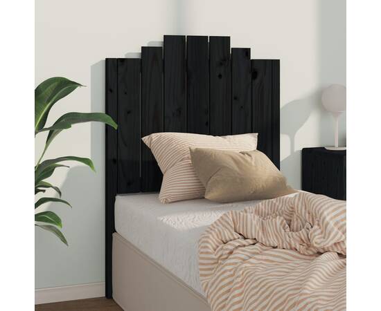 Tăblie de pat, negru, 81x4x110 cm, lemn masiv de pin