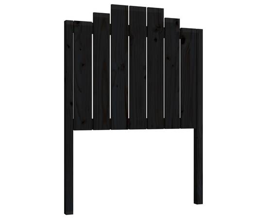 Tăblie de pat, negru, 81x4x110 cm, lemn masiv de pin, 2 image