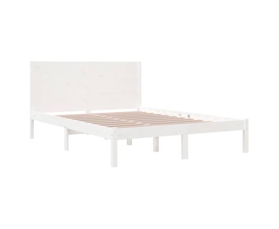 Cadru de pat, alb, 140x190 cm, lemn masiv de pin, 4 image