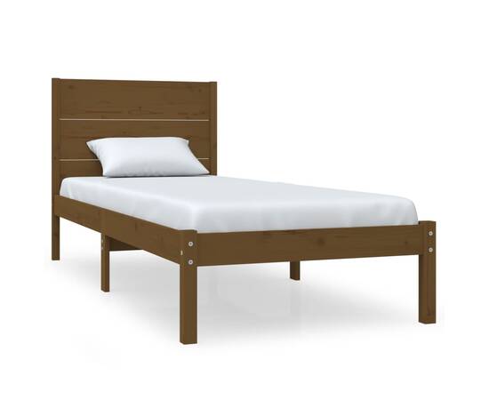 Cadru de pat, maro miere, 100x200 cm, lemn masiv de pin, 2 image
